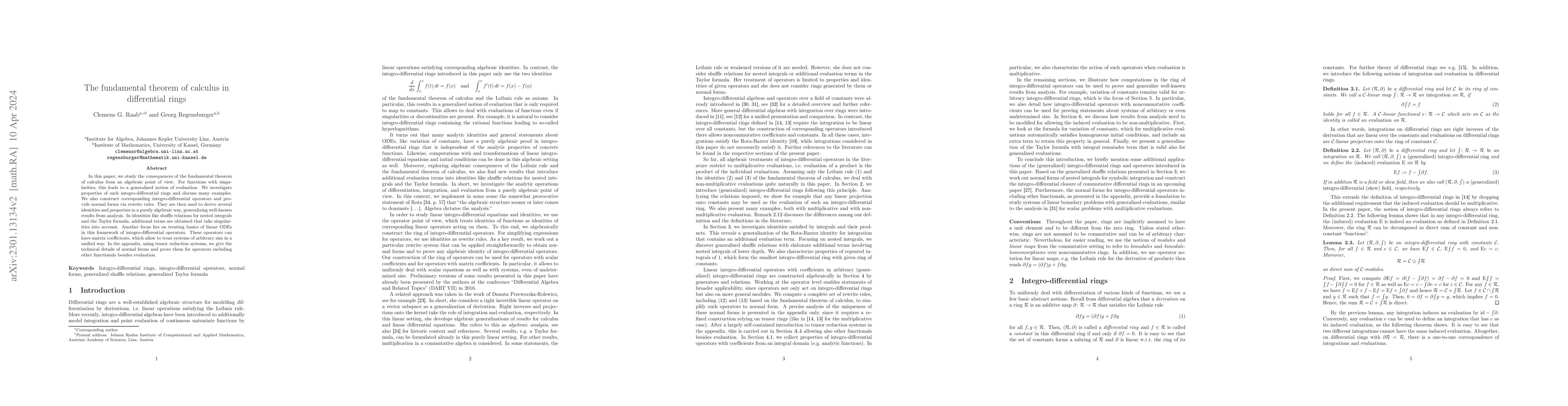 Thumbnail for The fundamental theorem of calculus in differential rings