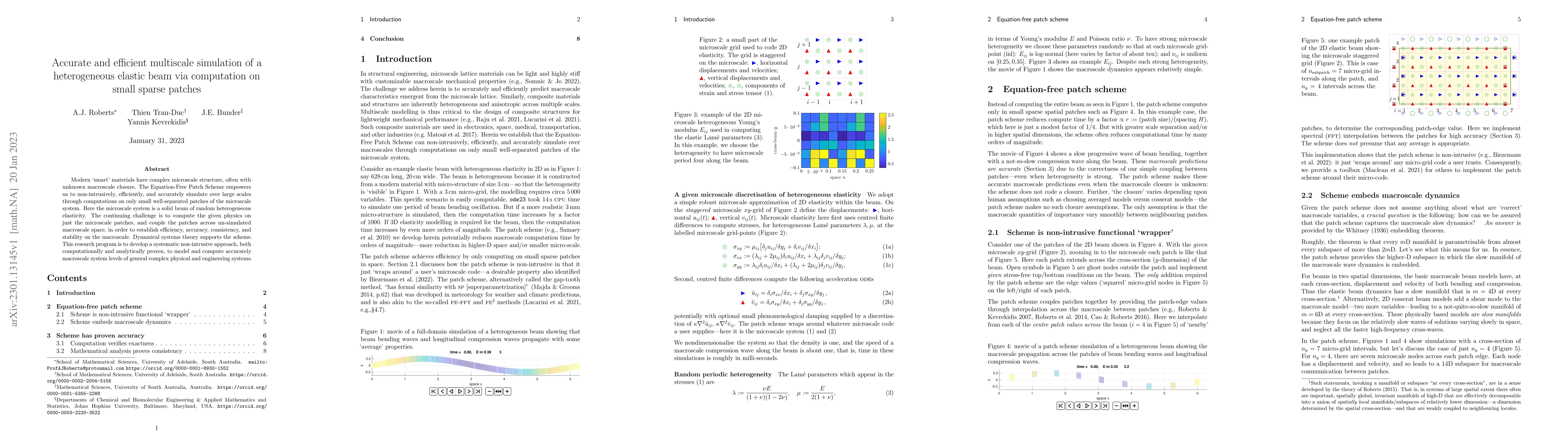 Thumbnail for Accurate and efficient multiscale simulation of a heterogeneous elastic
  beam via computation on small sparse patches