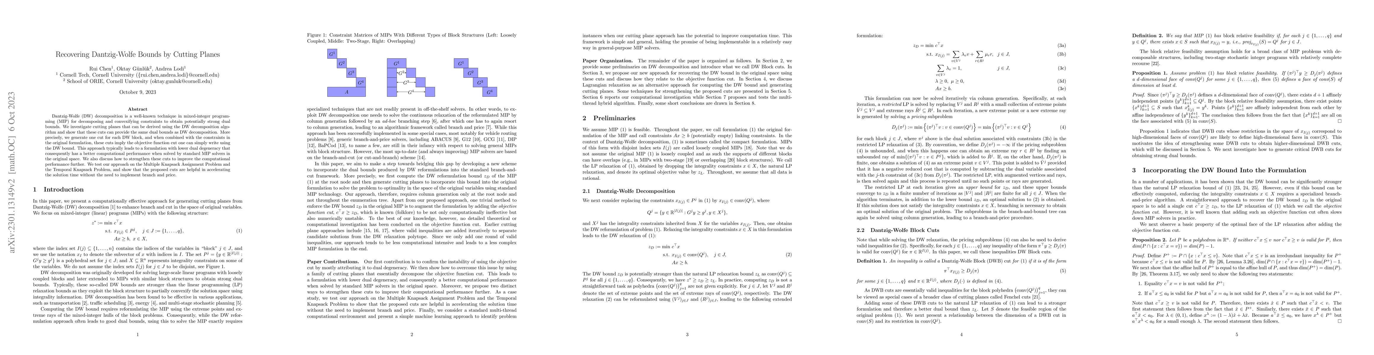 Thumbnail for Recovering Dantzig-Wolfe Bounds by Cutting Planes