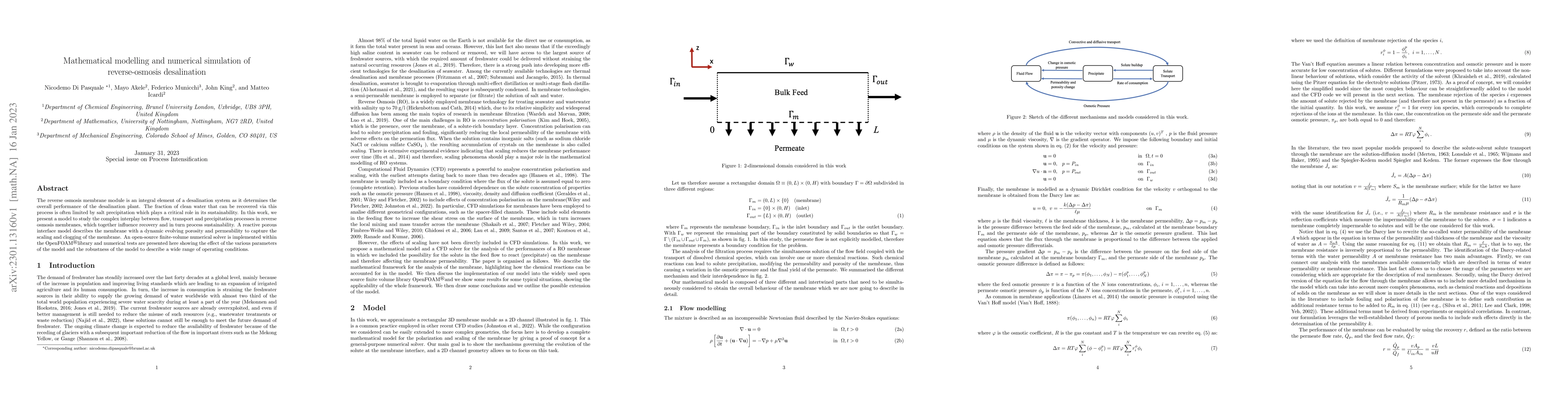 Thumbnail for Mathematical modelling and numerical simulation of reverse-osmosis
  desalination
