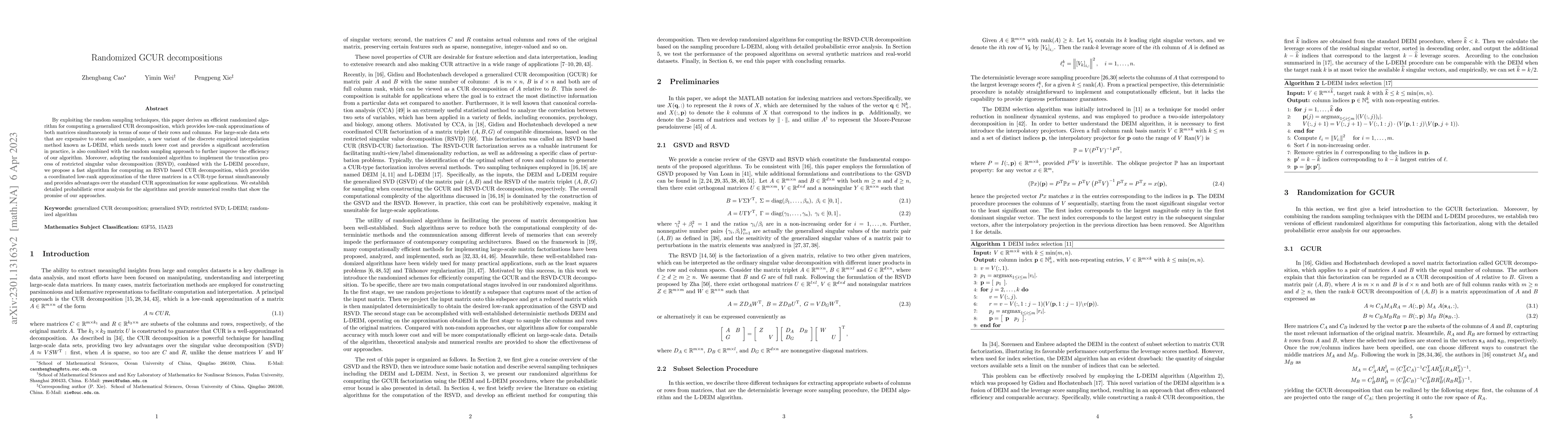 Thumbnail for Randomized GCUR decompositions