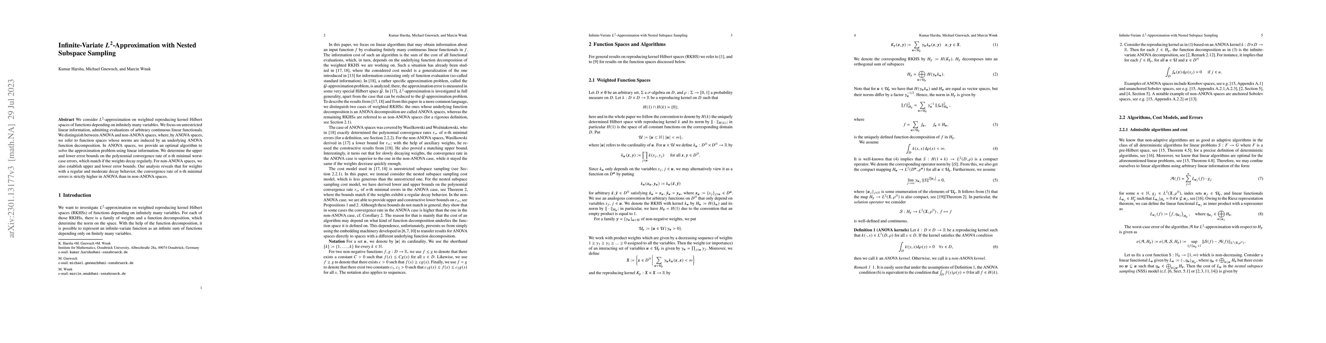 Thumbnail for Infinite-Variate $L^2$-Approximation with Nested Subspace Sampling