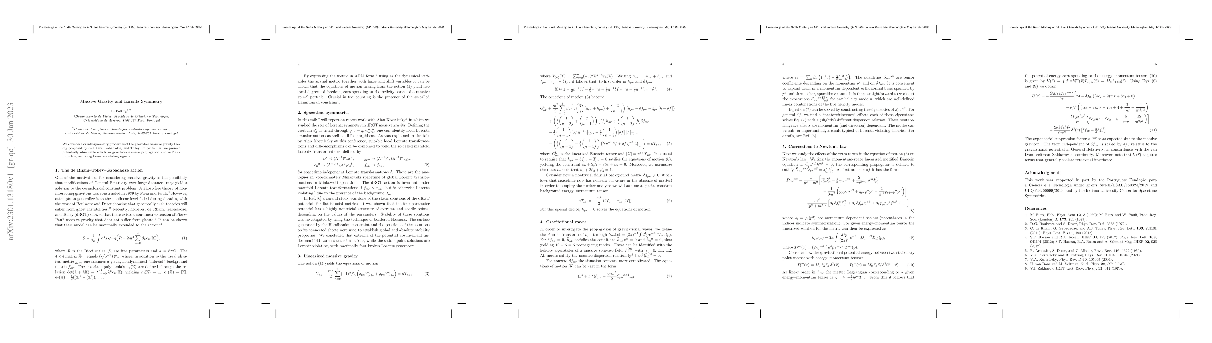 Thumbnail for Massive Gravity and Lorentz Symmetry