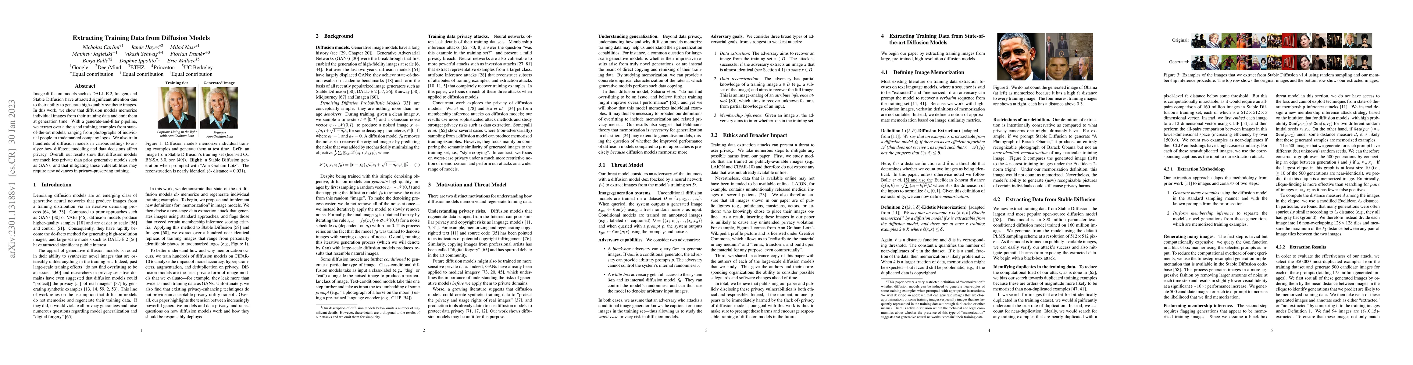 Thumbnail for Extracting Training Data from Diffusion Models