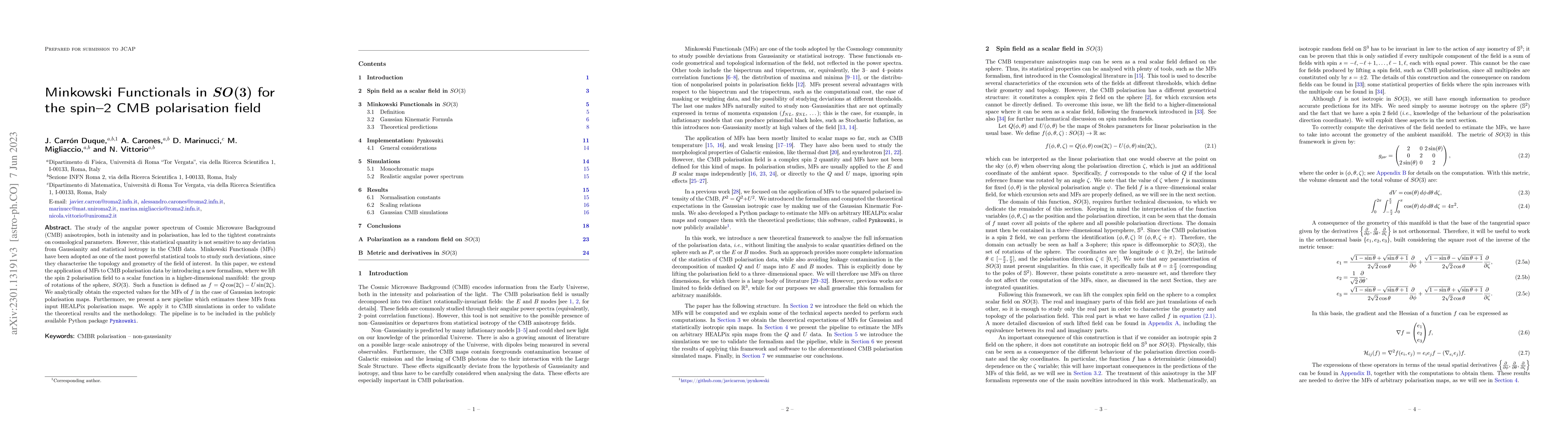 Thumbnail for Minkowski Functionals in $SO(3)$ for the spin-2 CMB polarisation field