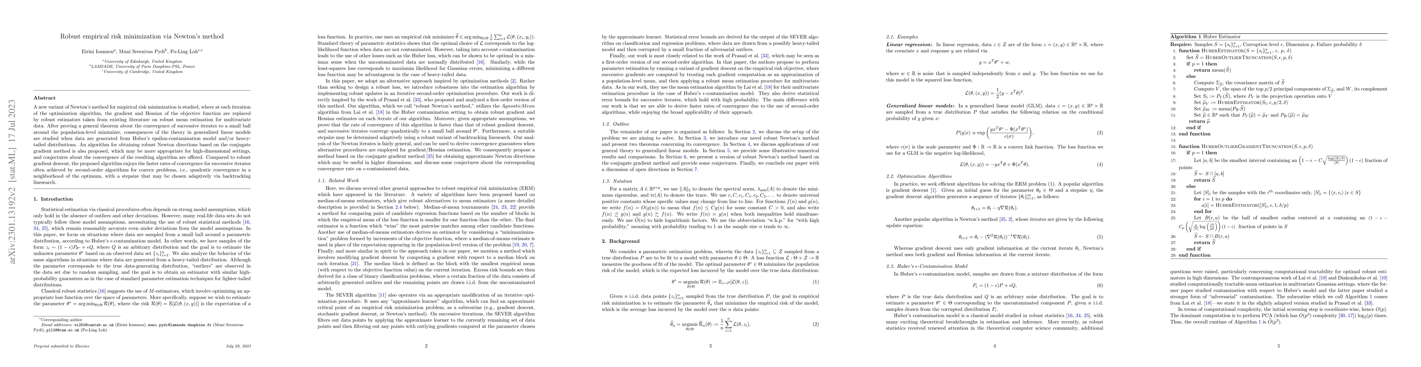 Thumbnail for Robust empirical risk minimization via Newton's method