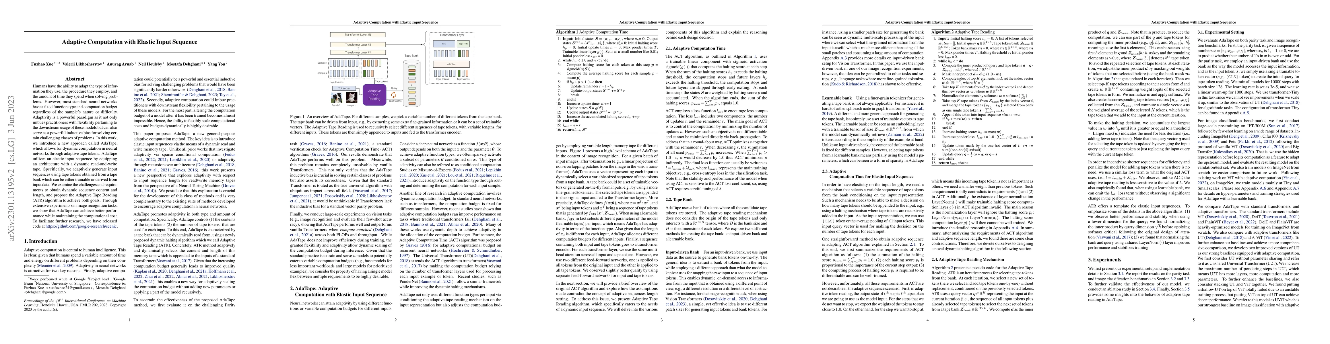Thumbnail for Adaptive Computation with Elastic Input Sequence