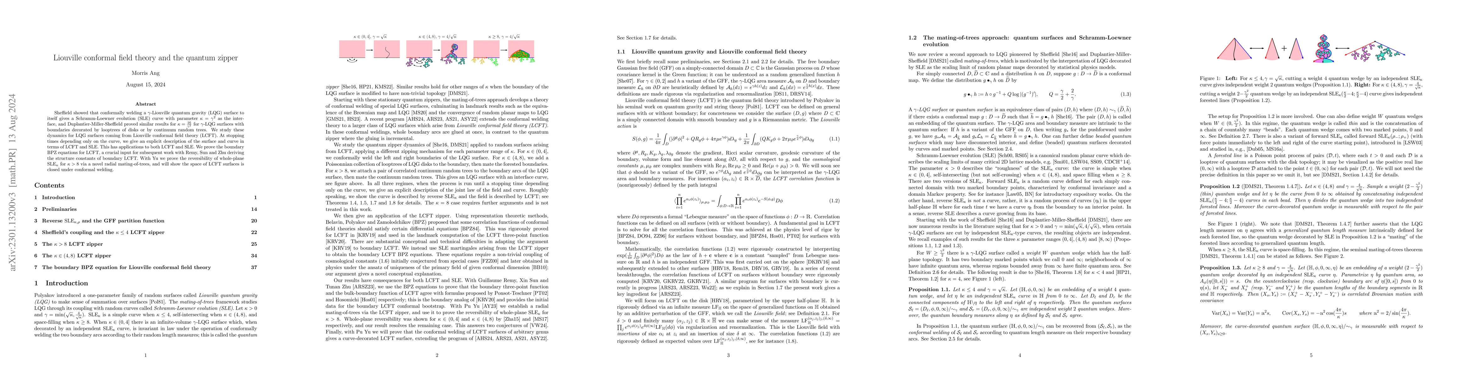 Thumbnail for Liouville conformal field theory and the quantum zipper