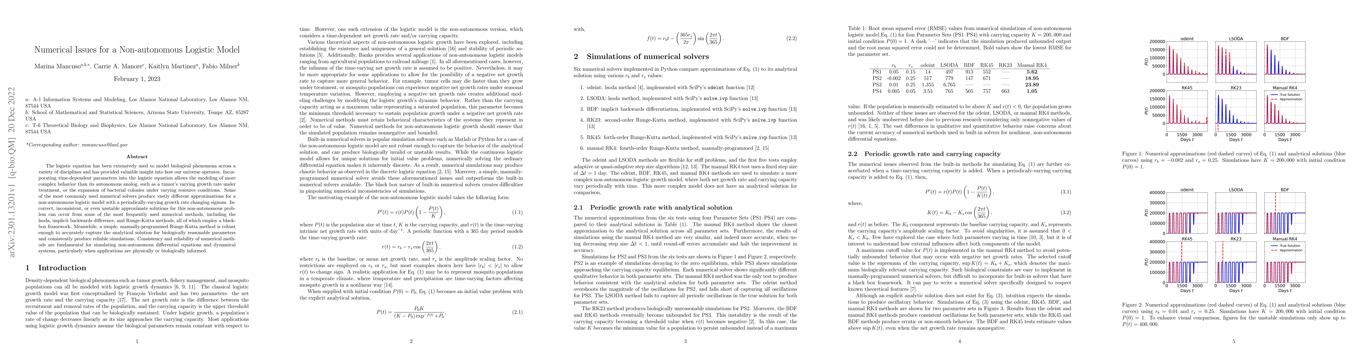 Thumbnail for Numerical Issues for a Non-autonomous Logistic Model