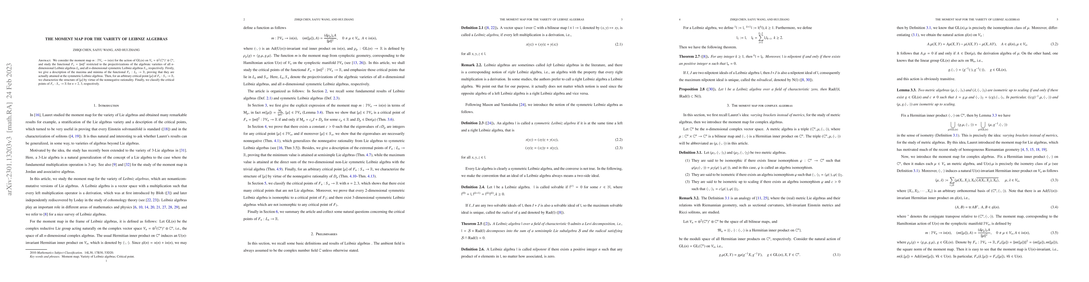 Thumbnail for The moment map for the variety of Leibniz algebras
