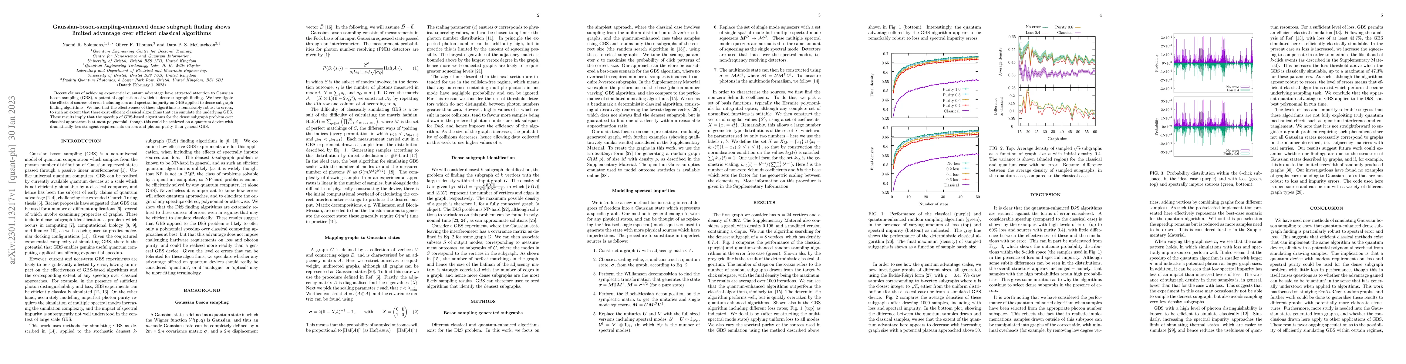 Thumbnail for Gaussian-boson-sampling-enhanced dense subgraph finding shows limited
  advantage over efficient classical algorithms