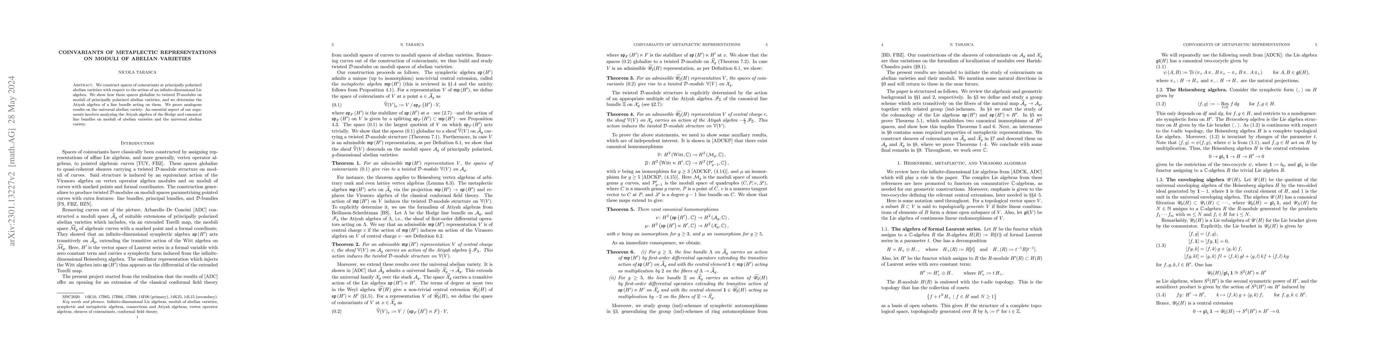 Thumbnail for Coinvariants of metaplectic representations on moduli of abelian
  varieties