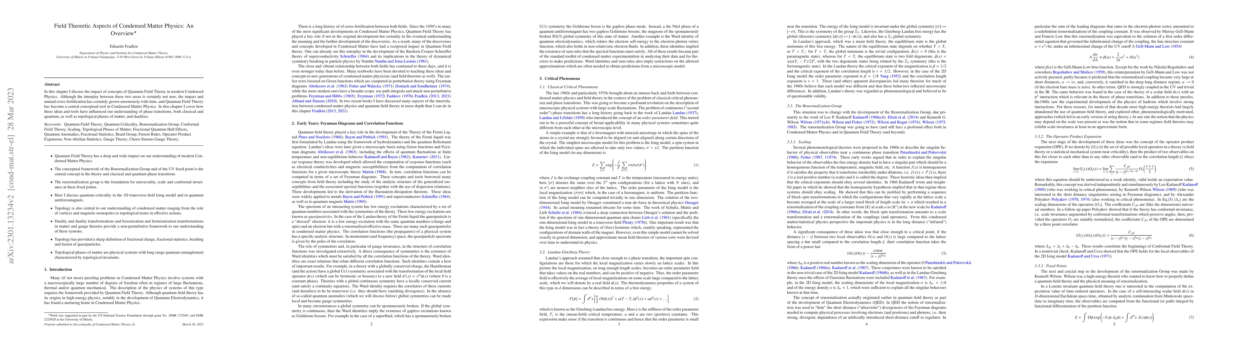 Thumbnail for Field Theoretic Aspects of Condensed Matter Physics: An Overview