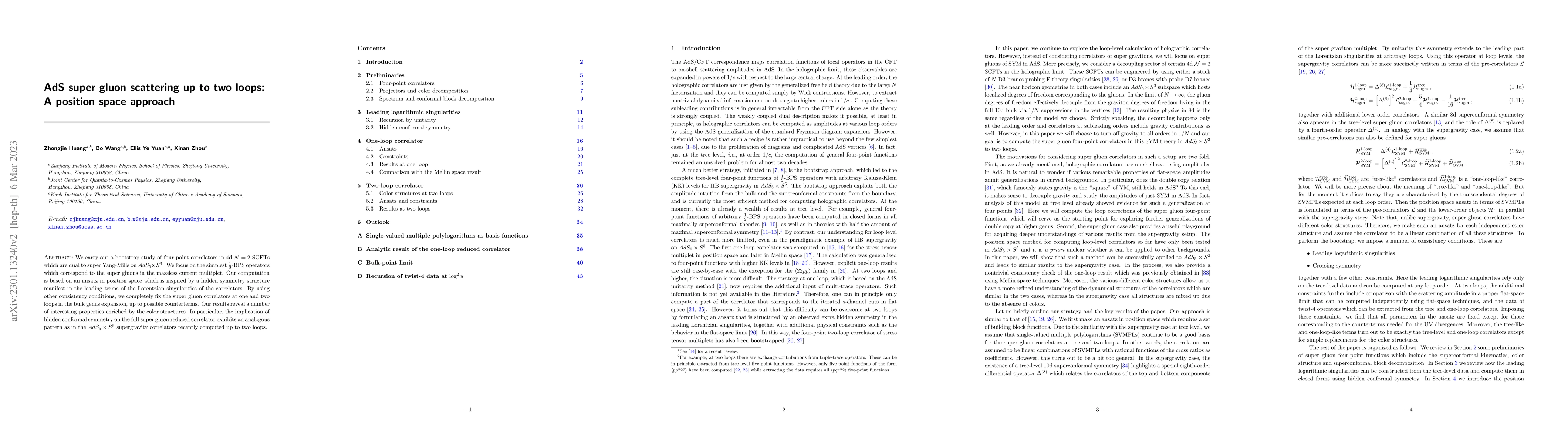 Thumbnail for AdS super gluon scattering up to two loops: A position space approach