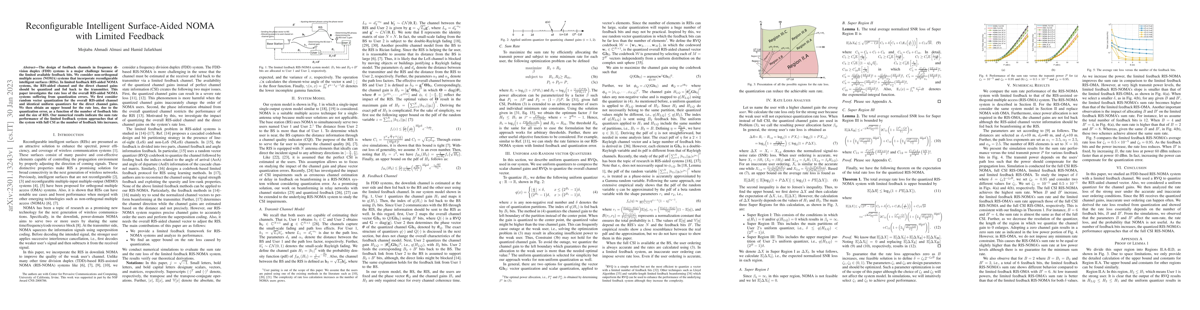 Thumbnail for Reconfigurable Intelligent Surface-Aided NOMA with Limited Feedback