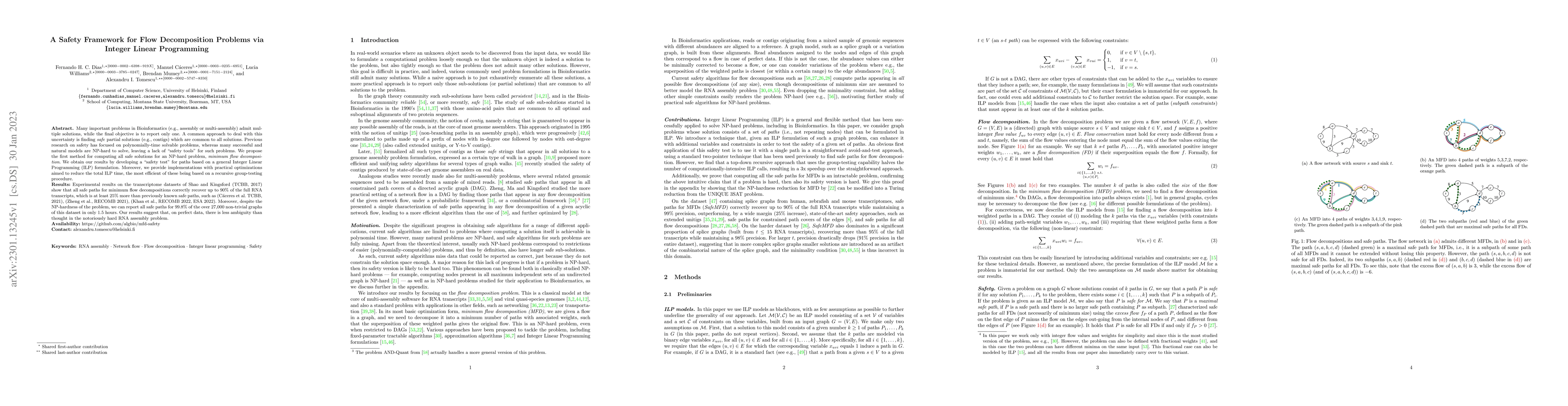 Thumbnail for A Safety Framework for Flow Decomposition Problems via Integer Linear
  Programming