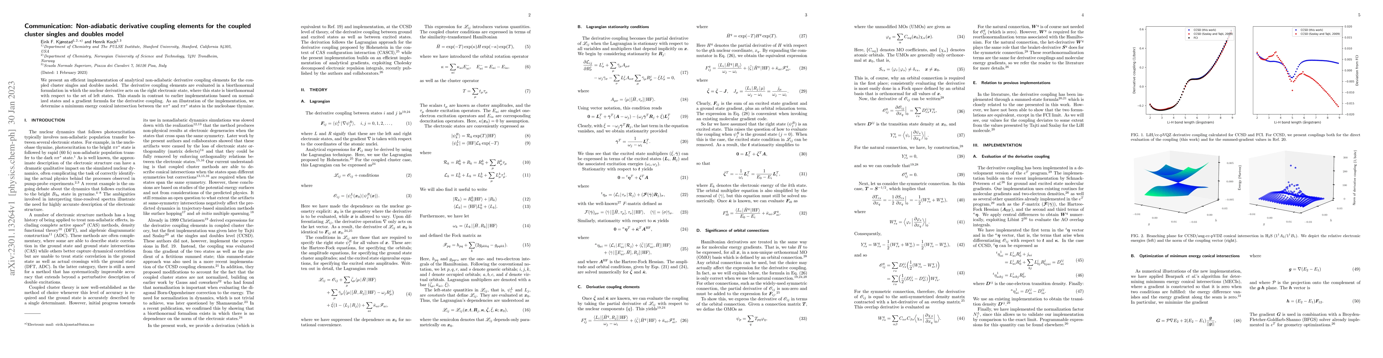 Thumbnail for Non-adiabatic derivative coupling elements for the coupled cluster
  singles and doubles model
