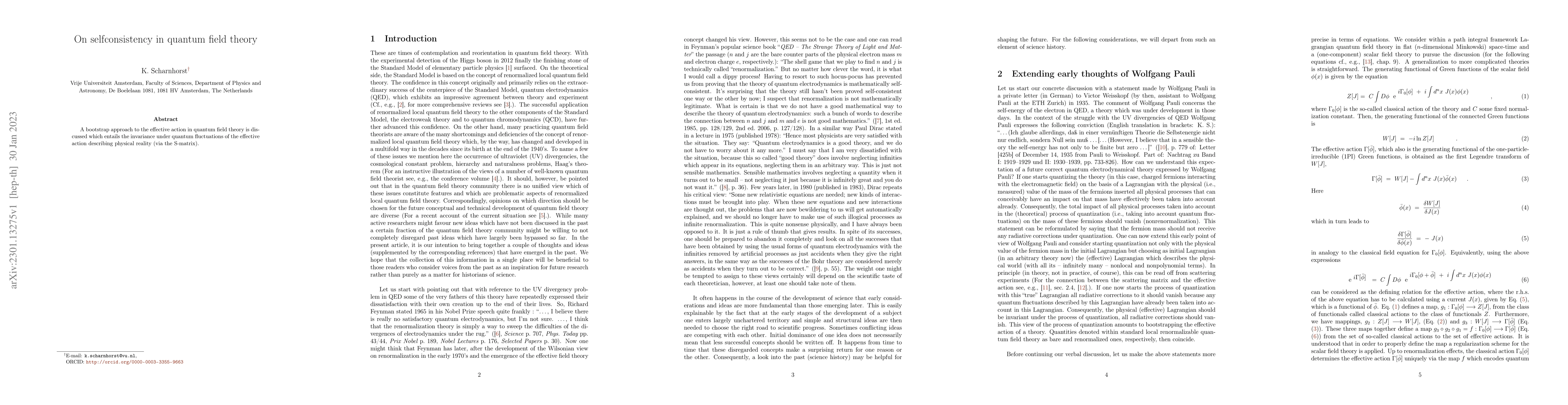 Thumbnail for On self-consistency in quantum field theory