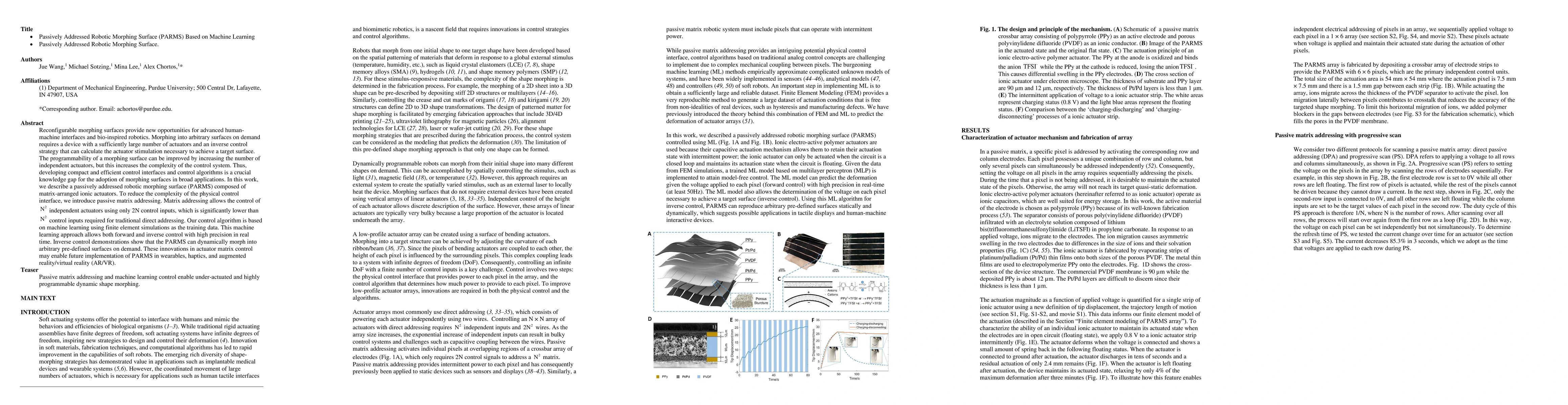 Thumbnail for Passively Addressed Robotic Morphing Surface (PARMS) Based on Machine
  Learning