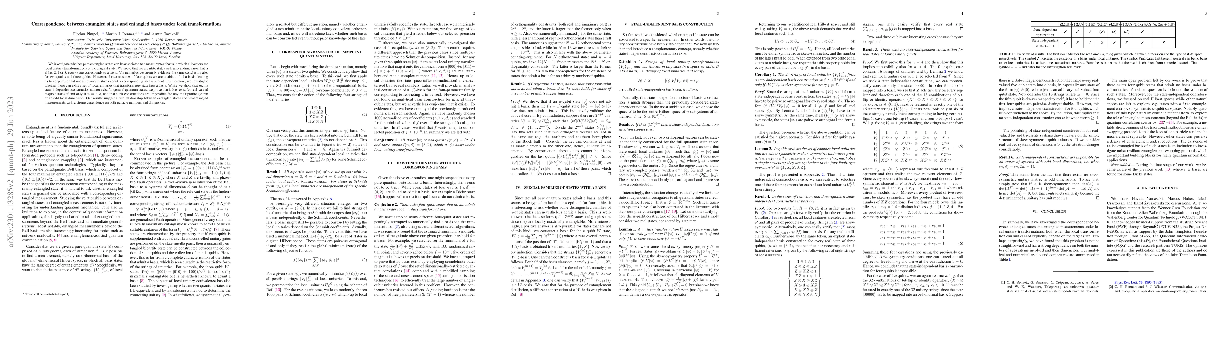 Thumbnail for Correspondence between entangled states and entangled bases under local
  transformations