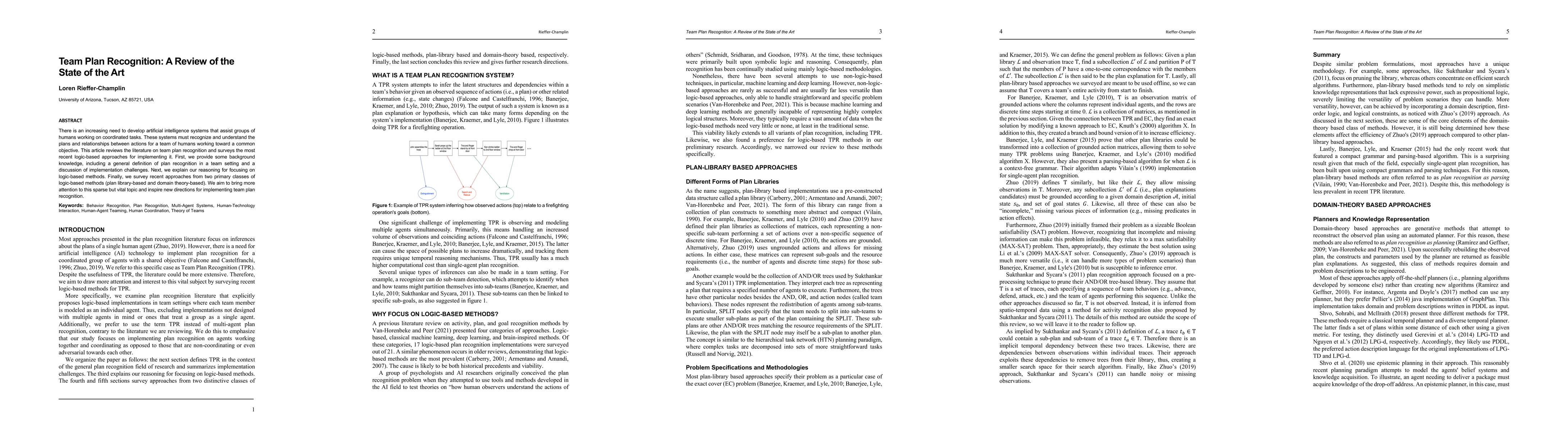 Thumbnail for Team Plan Recognition: A Review of the State of the Art