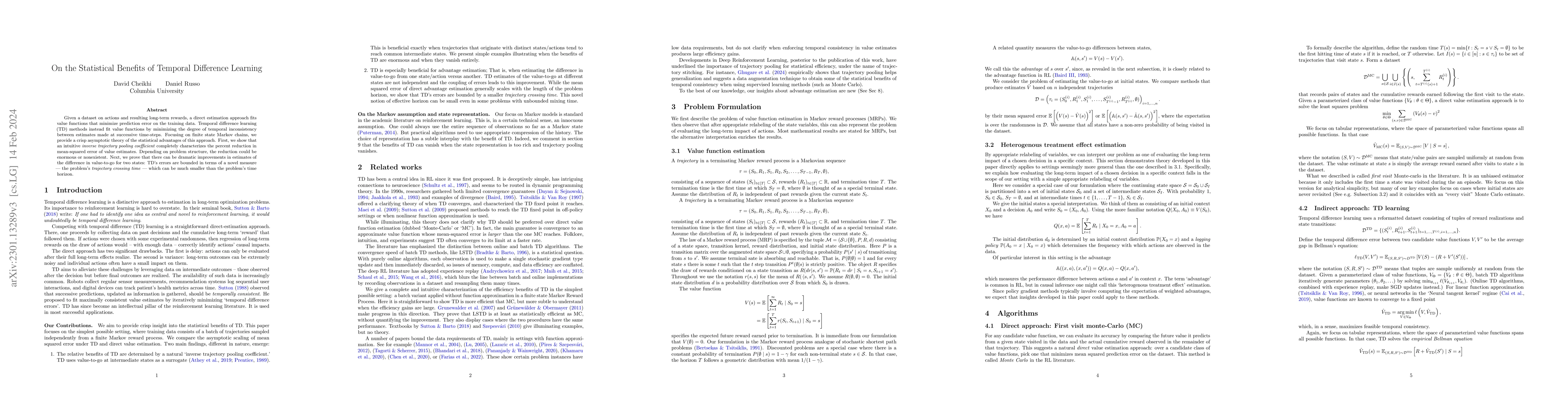 Thumbnail for On the Statistical Benefits of Temporal Difference Learning