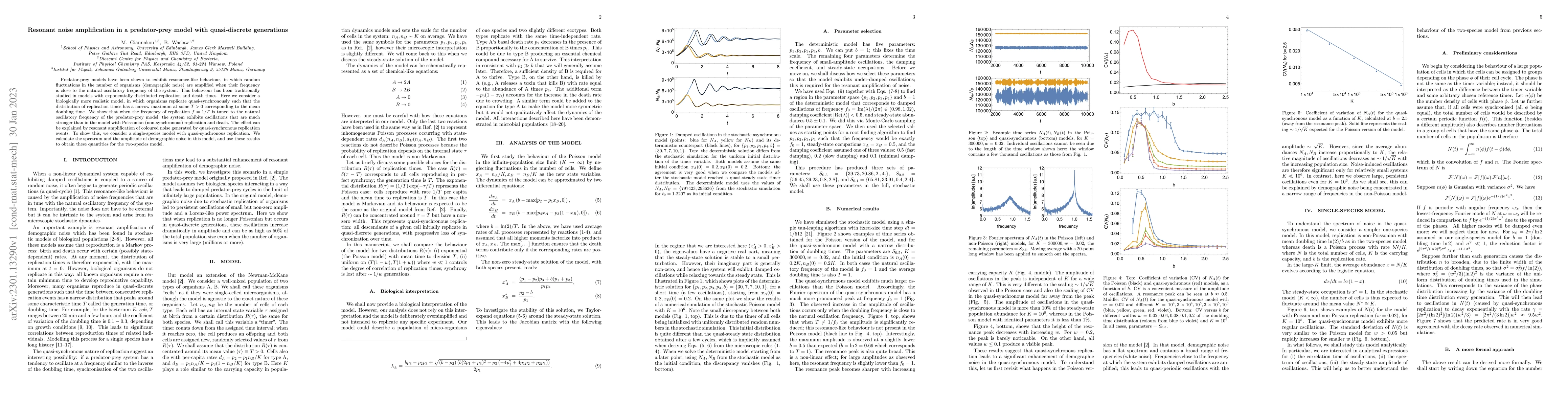 Thumbnail for Resonant noise amplification in a predator-prey model with
  quasi-discrete generations