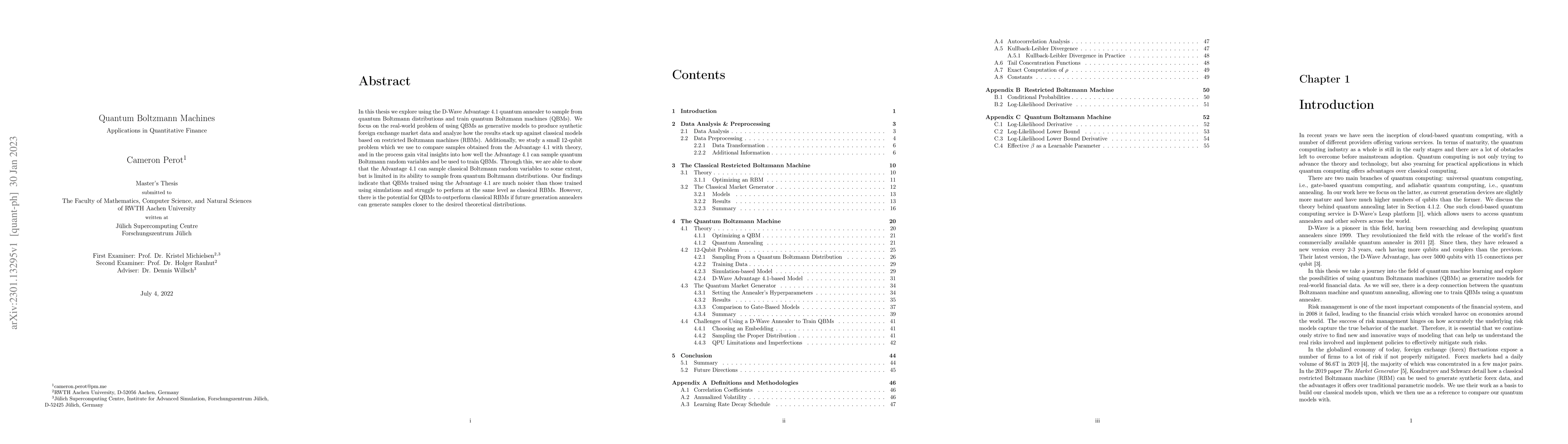 Thumbnail for Quantum Boltzmann Machines: Applications in Quantitative Finance