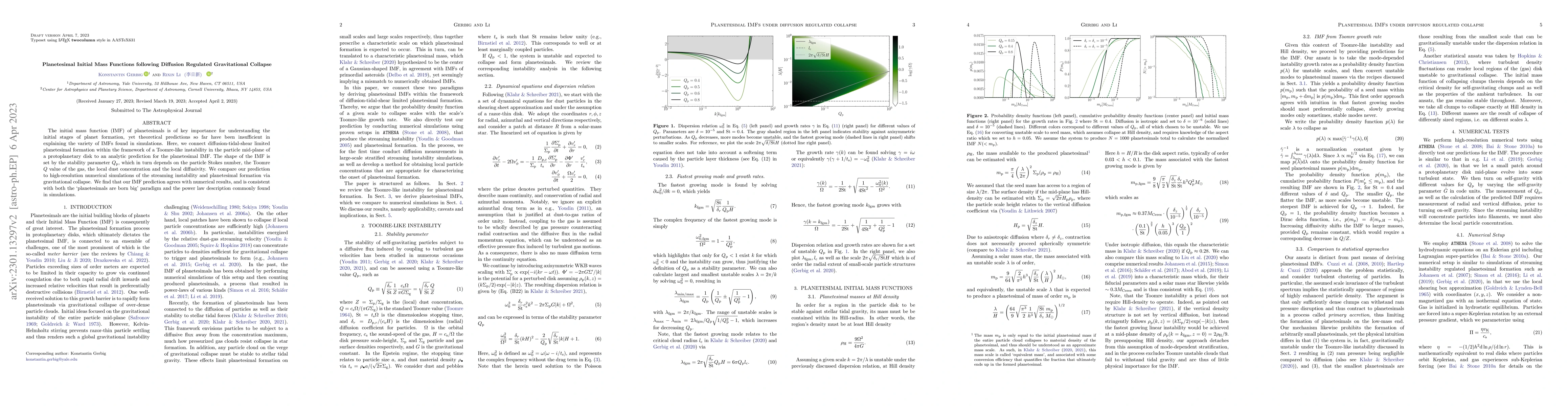 Thumbnail for Planetesimal Initial Mass Functions following Diffusion Regulated
  Gravitational Collapse
