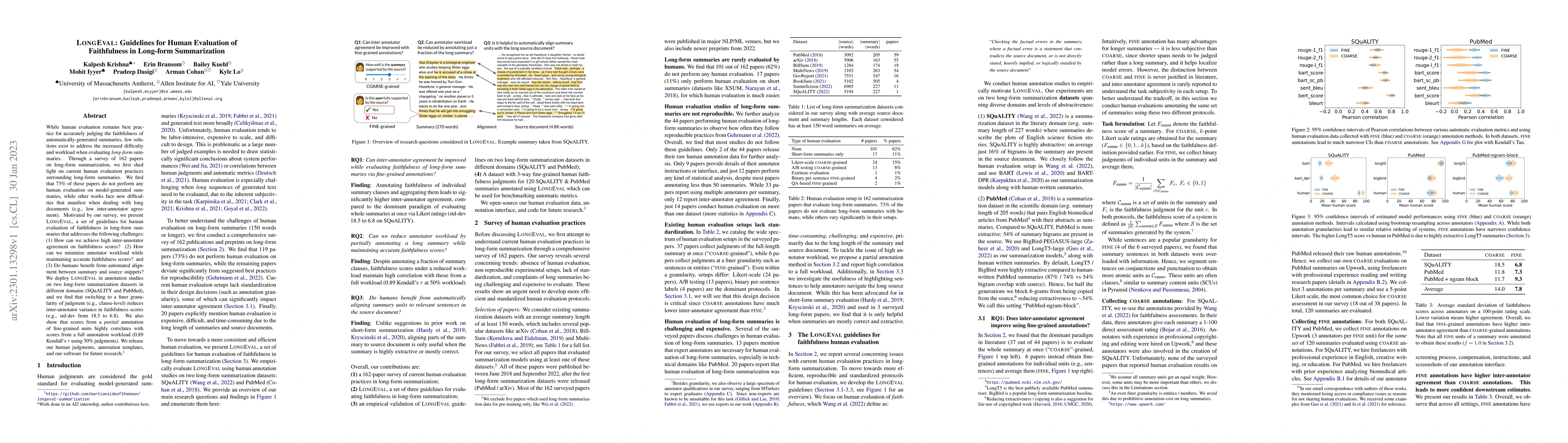 Thumbnail for LongEval: Guidelines for Human Evaluation of Faithfulness in Long-form
  Summarization