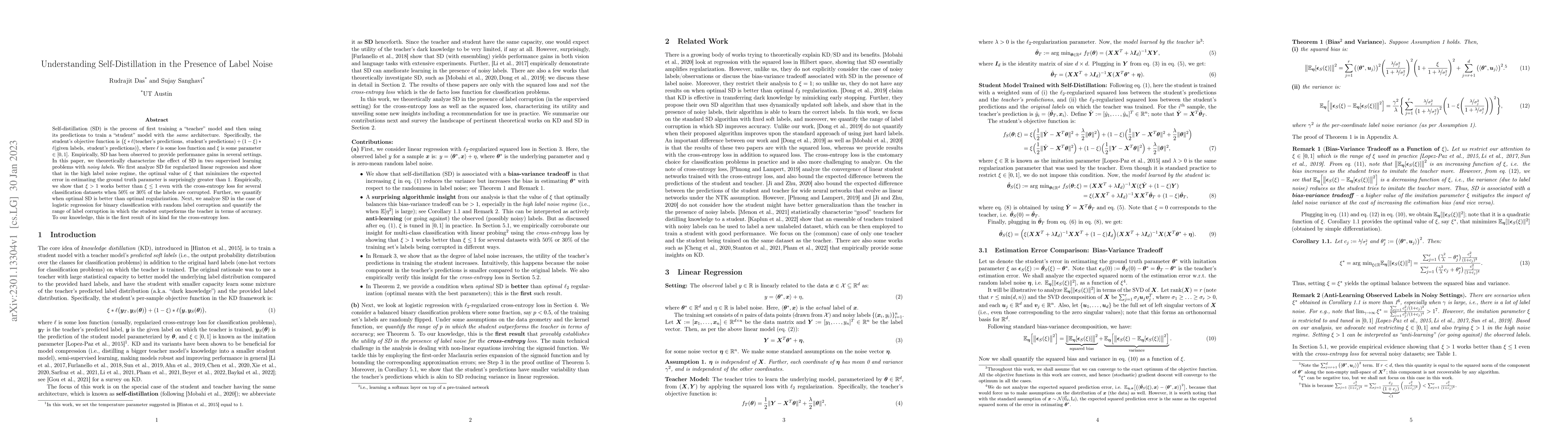 Thumbnail for Understanding Self-Distillation in the Presence of Label Noise