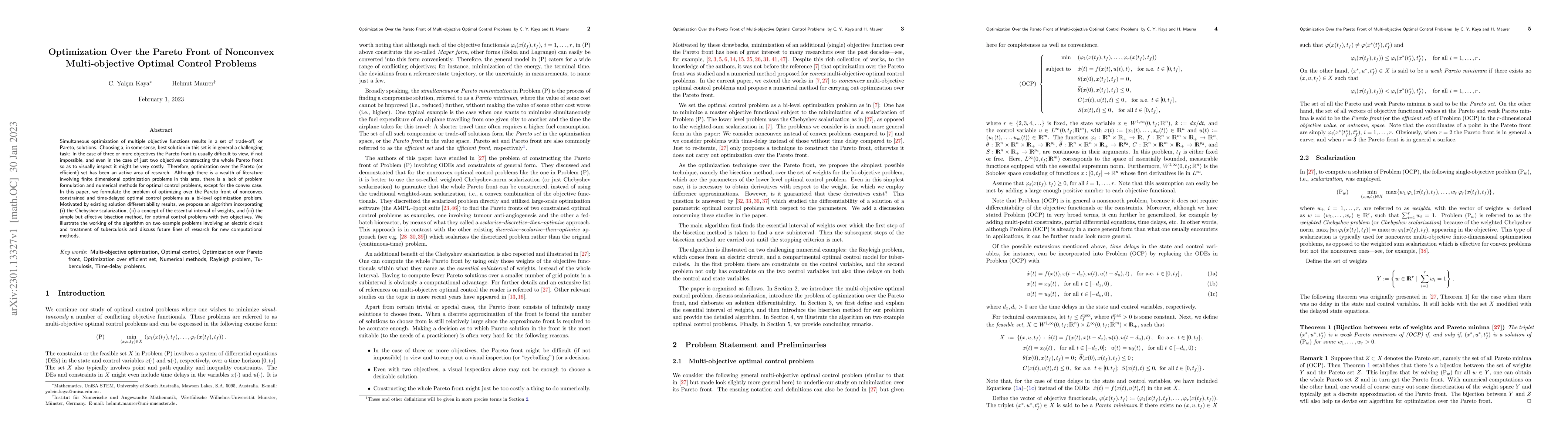 Thumbnail for Optimization Over the Pareto Front of Nonconvex Multi-objective Optimal
  Control Problems