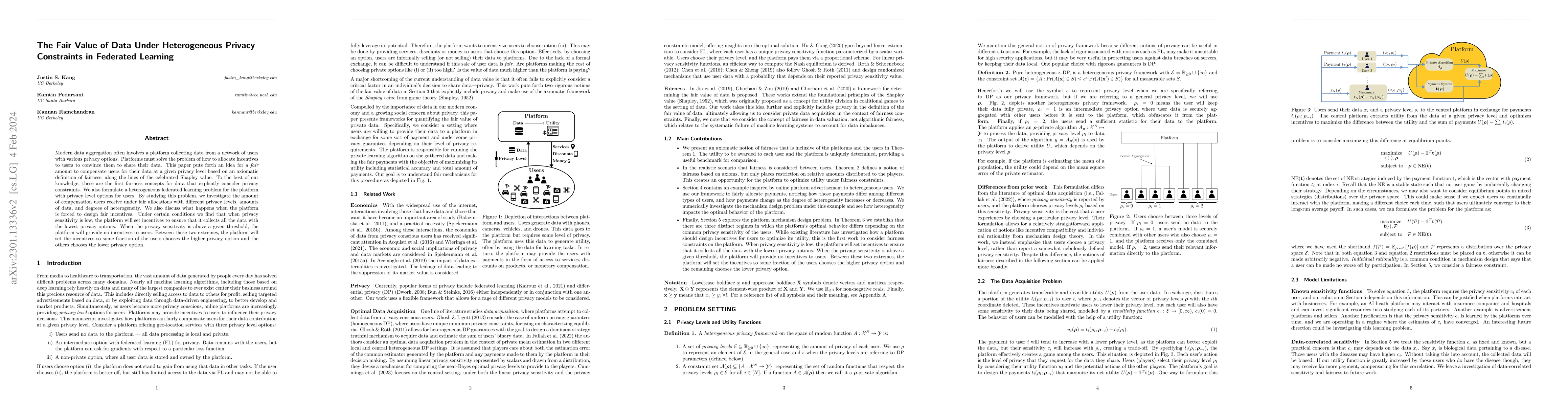 Thumbnail for The Fair Value of Data Under Heterogeneous Privacy Constraints in
  Federated Learning