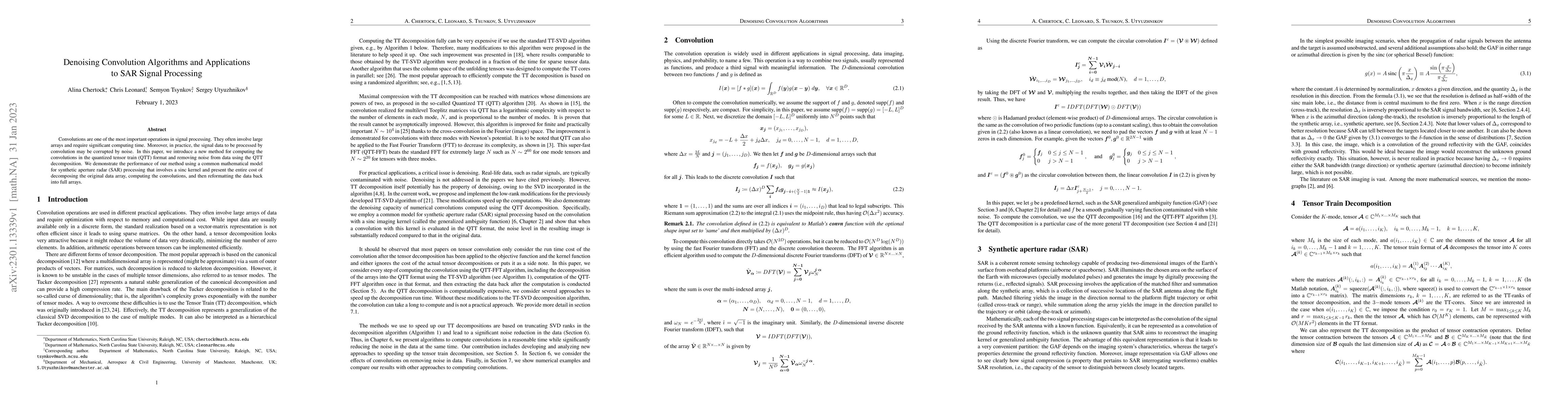Thumbnail for Denoising Convolution Algorithms and Applications to SAR Signal
  Processing