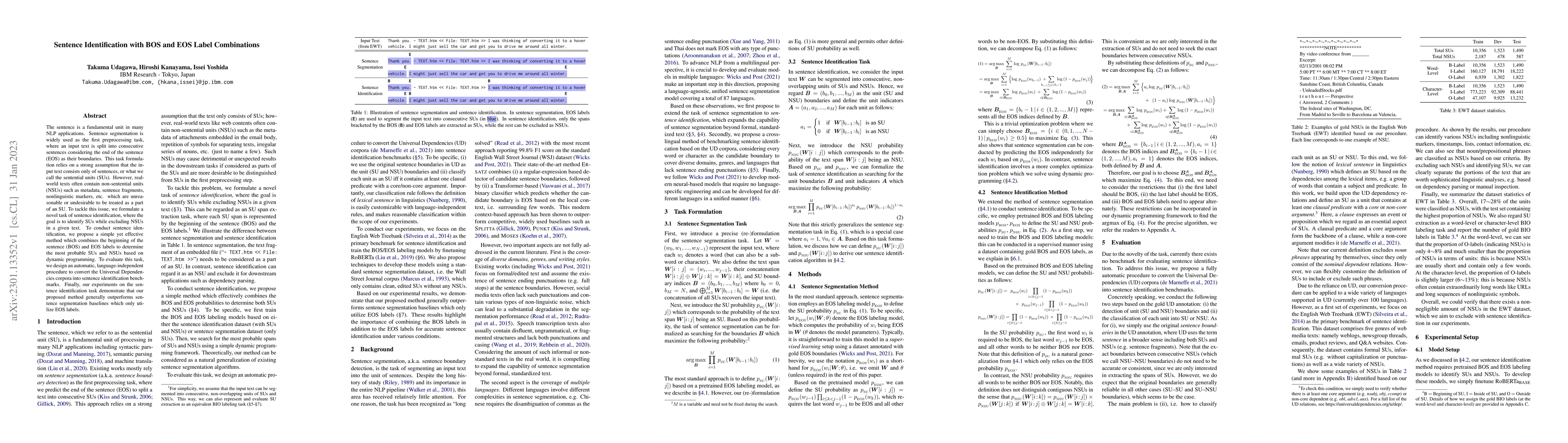 Thumbnail for Sentence Identification with BOS and EOS Label Combinations
