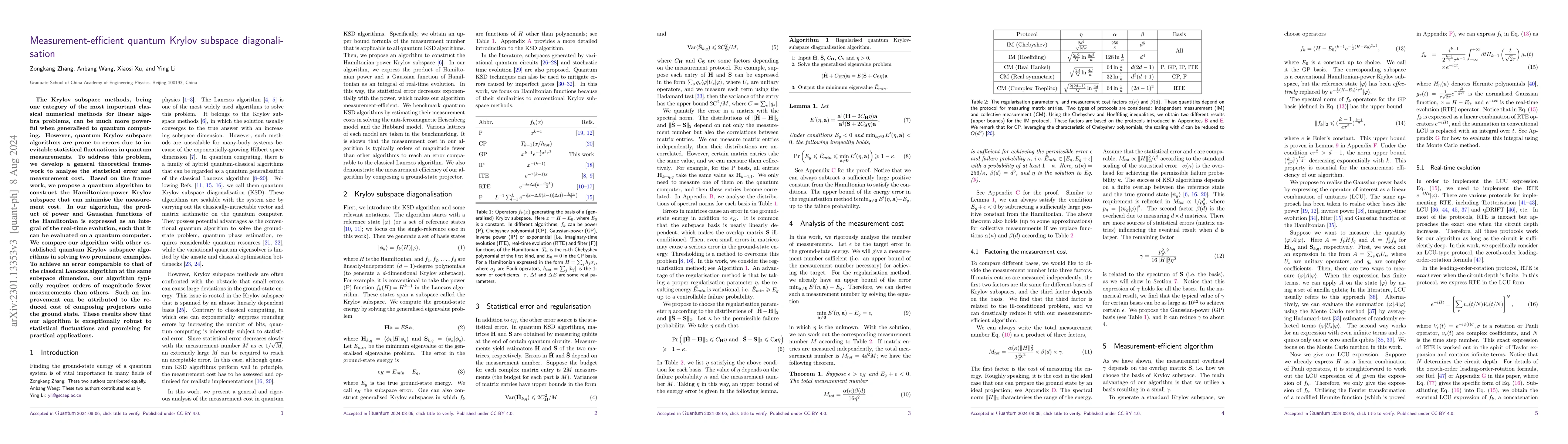Thumbnail for Measurement-efficient quantum Krylov subspace diagonalisation