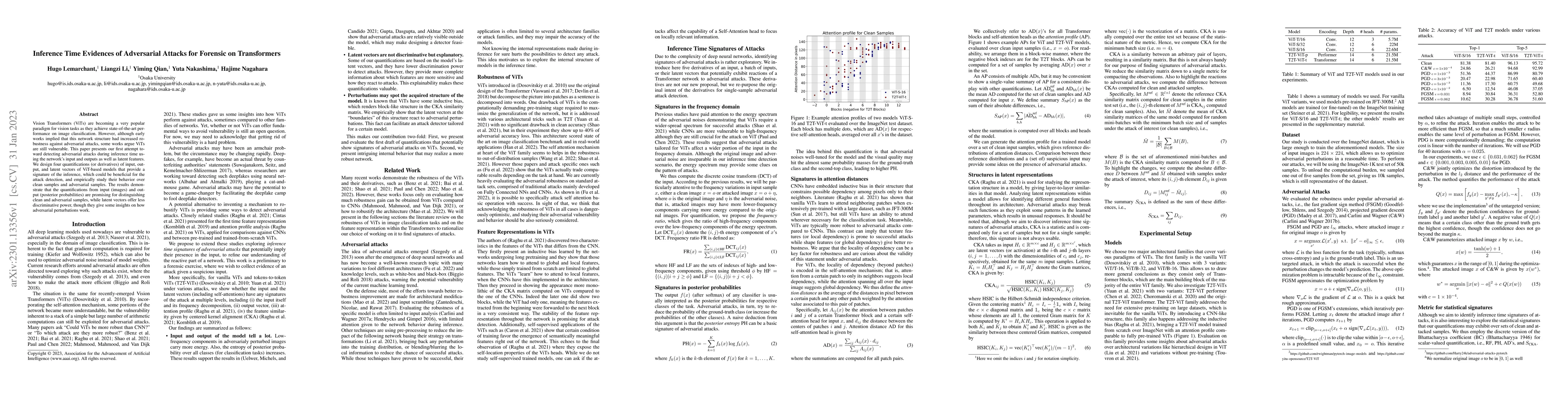 Thumbnail for Inference Time Evidences of Adversarial Attacks for Forensic on
  Transformers