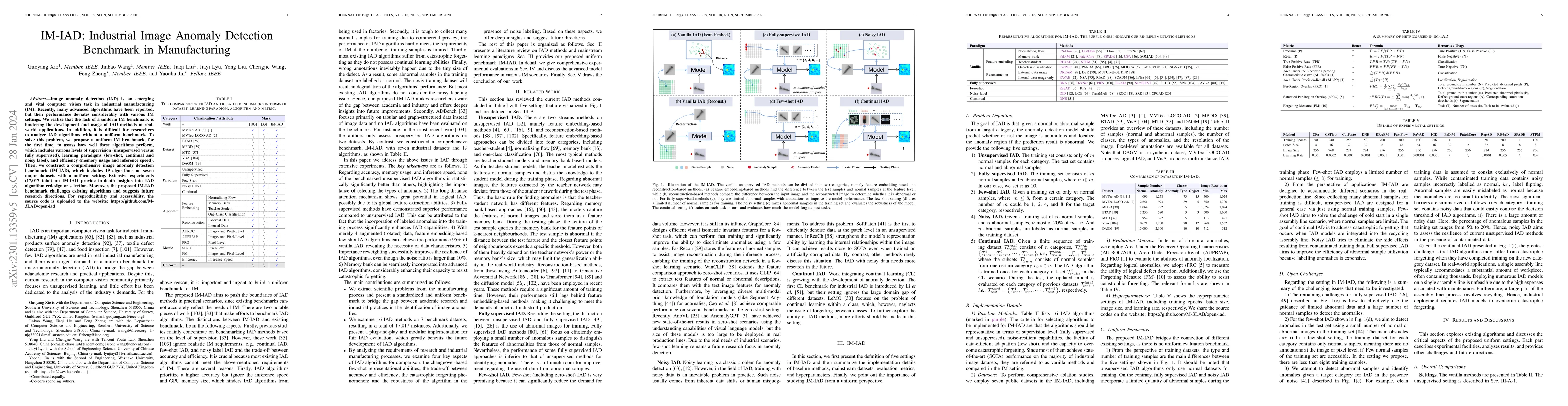 Thumbnail for IM-IAD: Industrial Image Anomaly Detection Benchmark in Manufacturing