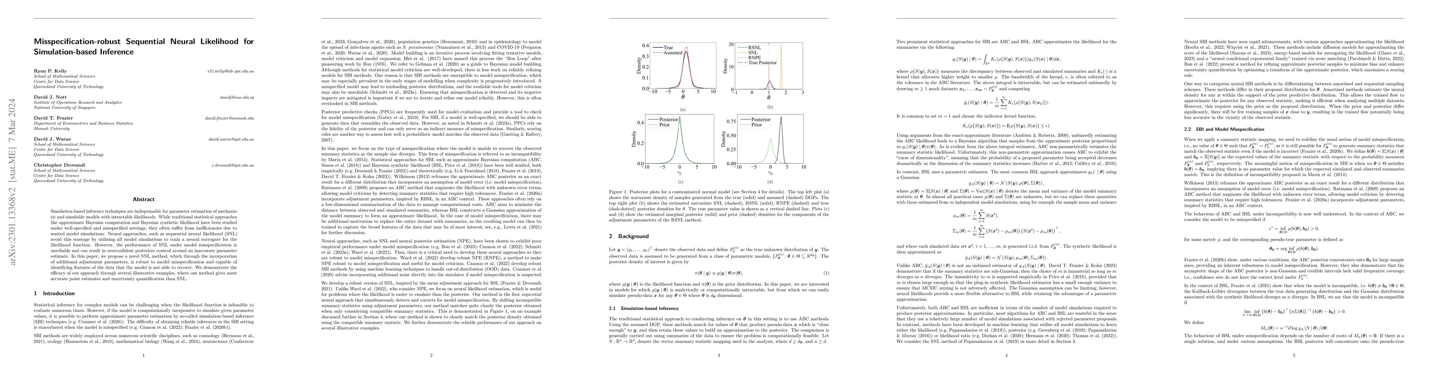 Thumbnail for Misspecification-robust Sequential Neural Likelihood for
  Simulation-based Inference