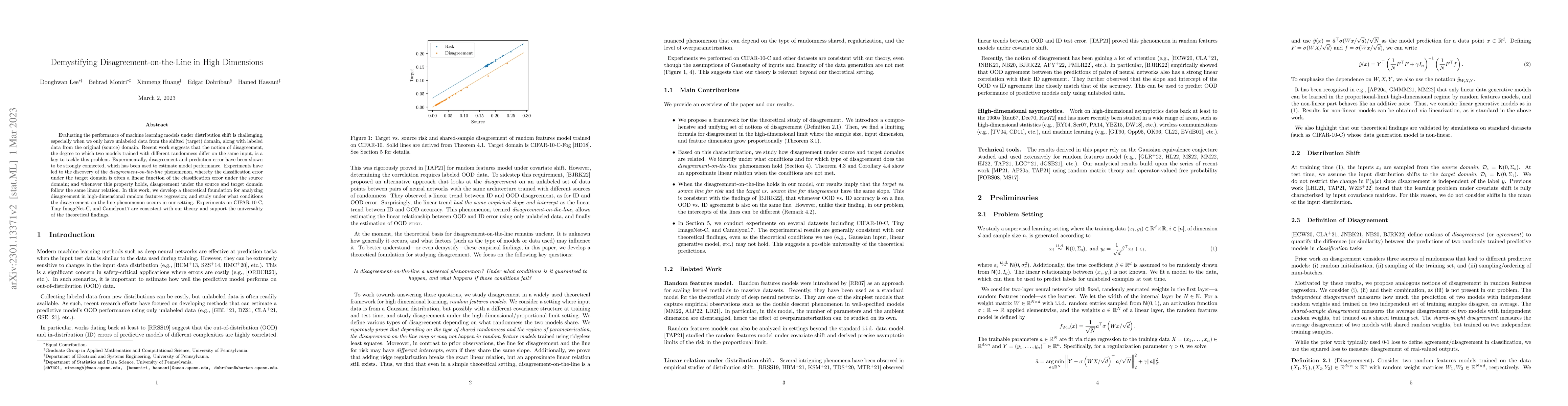 Thumbnail for Demystifying Disagreement-on-the-Line in High Dimensions