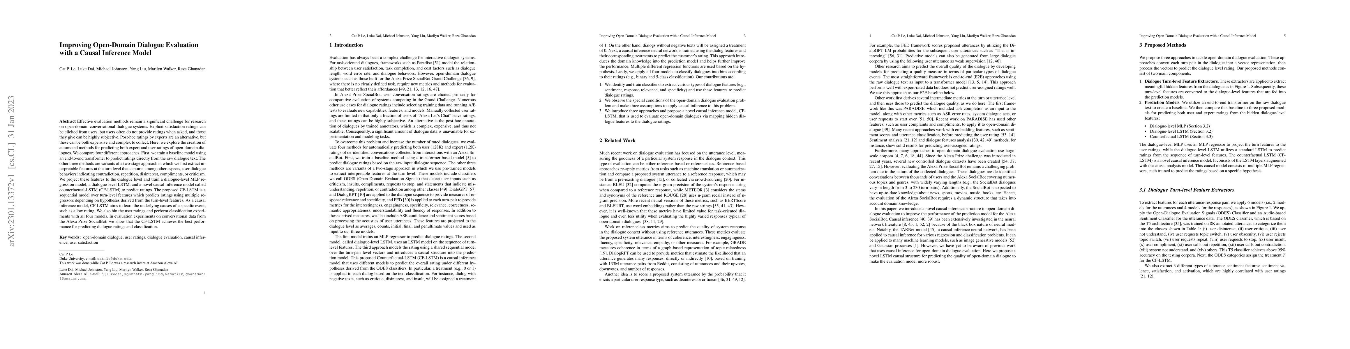 Thumbnail for Improving Open-Domain Dialogue Evaluation with a Causal Inference Model