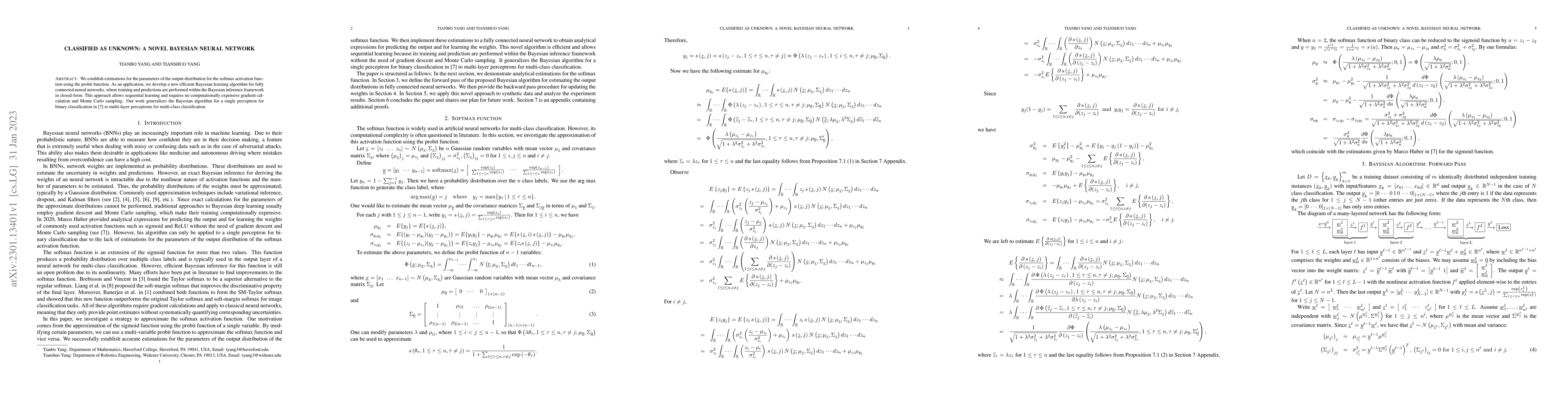 Thumbnail for Classified as unknown: A novel Bayesian neural network