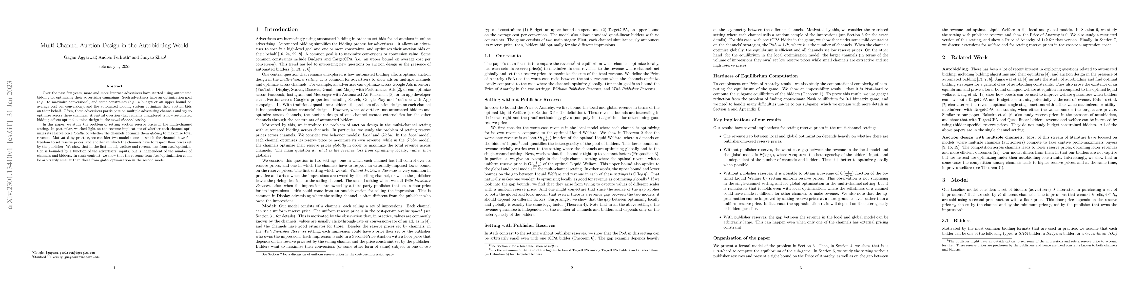 Thumbnail for Multi-Channel Auction Design in the Autobidding World