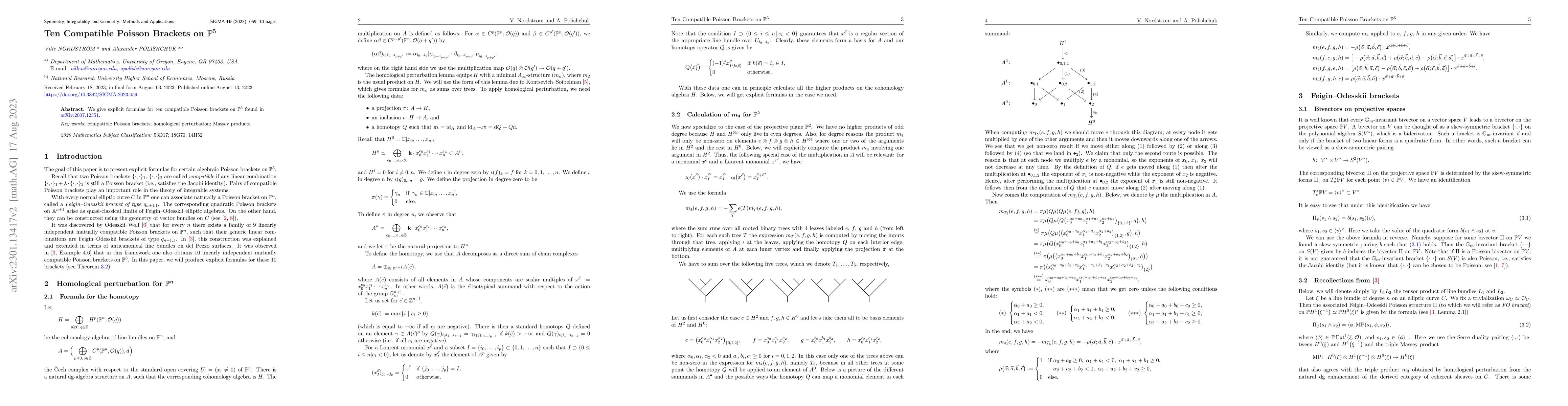 Thumbnail for Ten Compatible Poisson Brackets on $\mathbb P^5$
