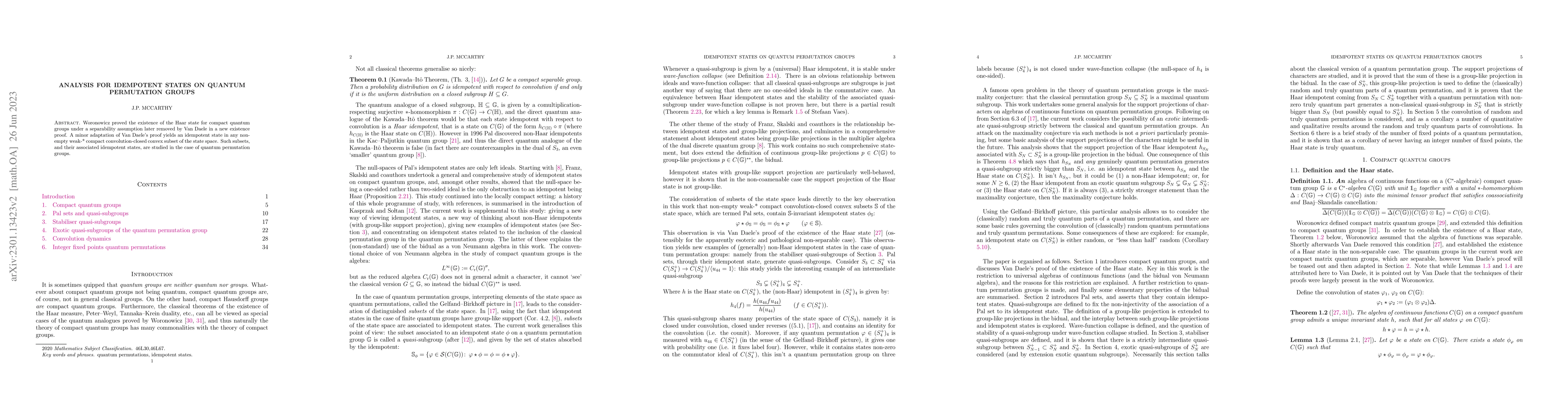 Thumbnail for Analysis for idempotent states on quantum permutation groups