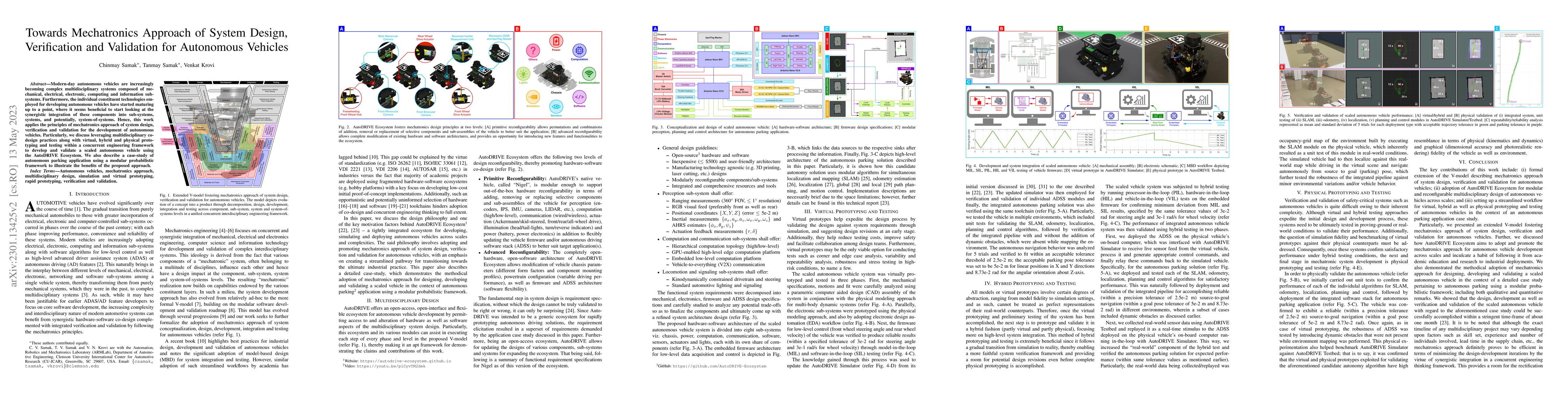 Thumbnail for Towards Mechatronics Approach of System Design, Verification and
  Validation for Autonomous Vehicles