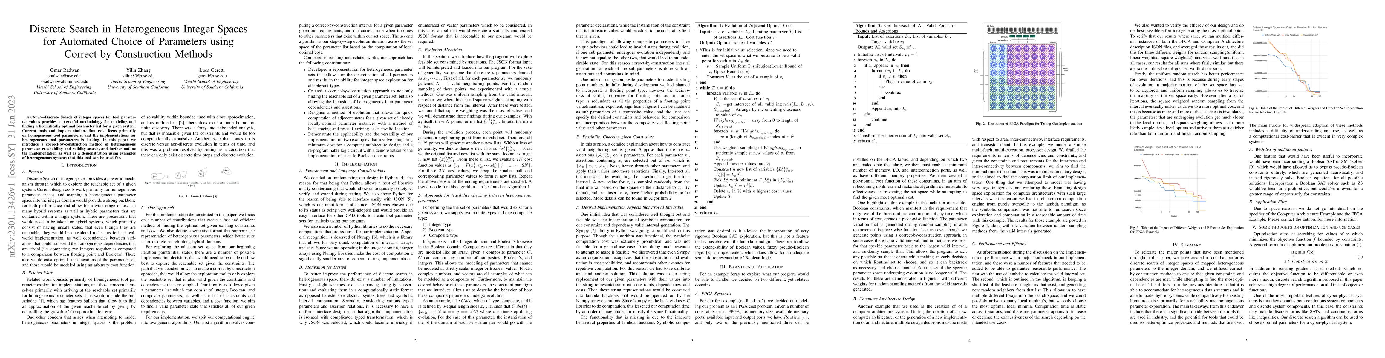 Thumbnail for Discrete Search in Heterogeneous Integer Spaces for Automated Choice of
  Parameters using Correct-by-Construction Methods