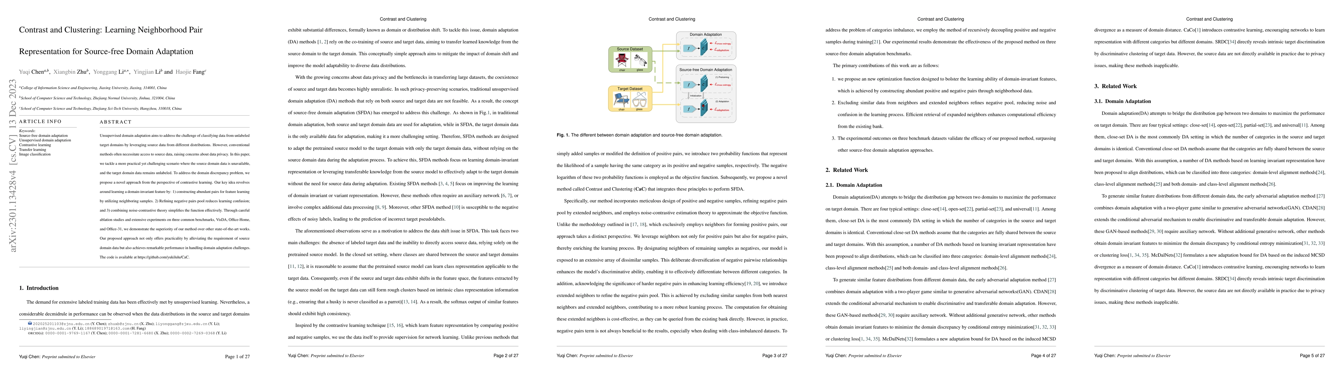 Thumbnail for Contrast and Clustering: Learning Neighborhood Pair Representation for
  Source-free Domain Adaptation