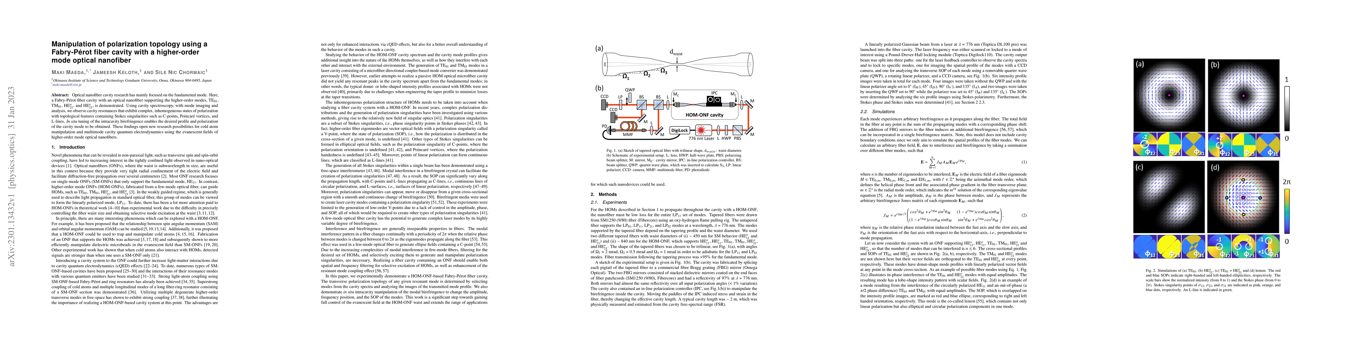 Thumbnail for Manipulation of polarization topology using a Fabry-P\'erot fiber cavity
  with a higher-order mode optical nanofiber