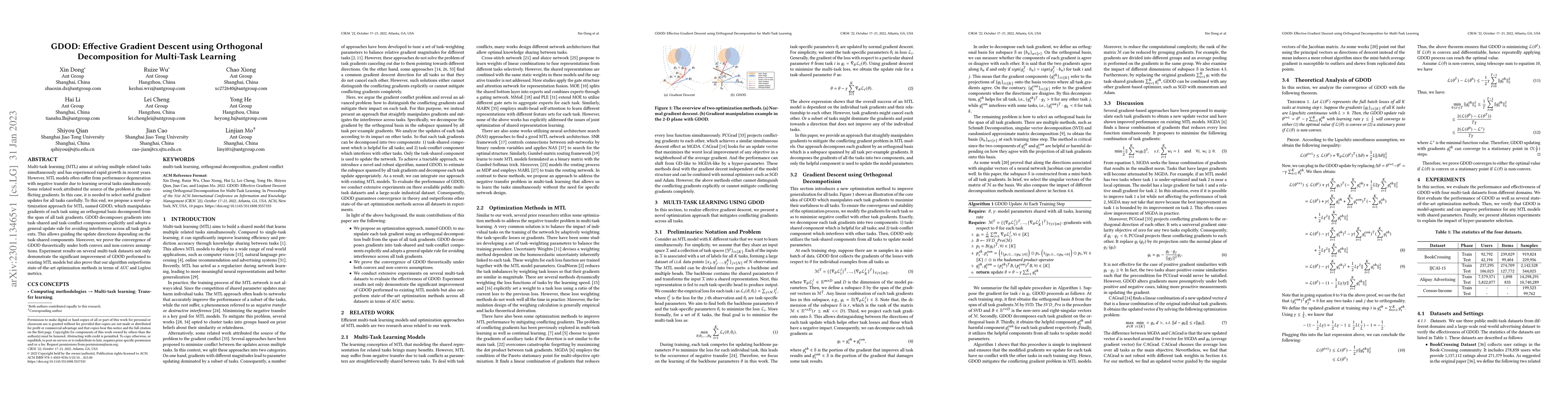 Thumbnail for GDOD: Effective Gradient Descent using Orthogonal Decomposition for
  Multi-Task Learning